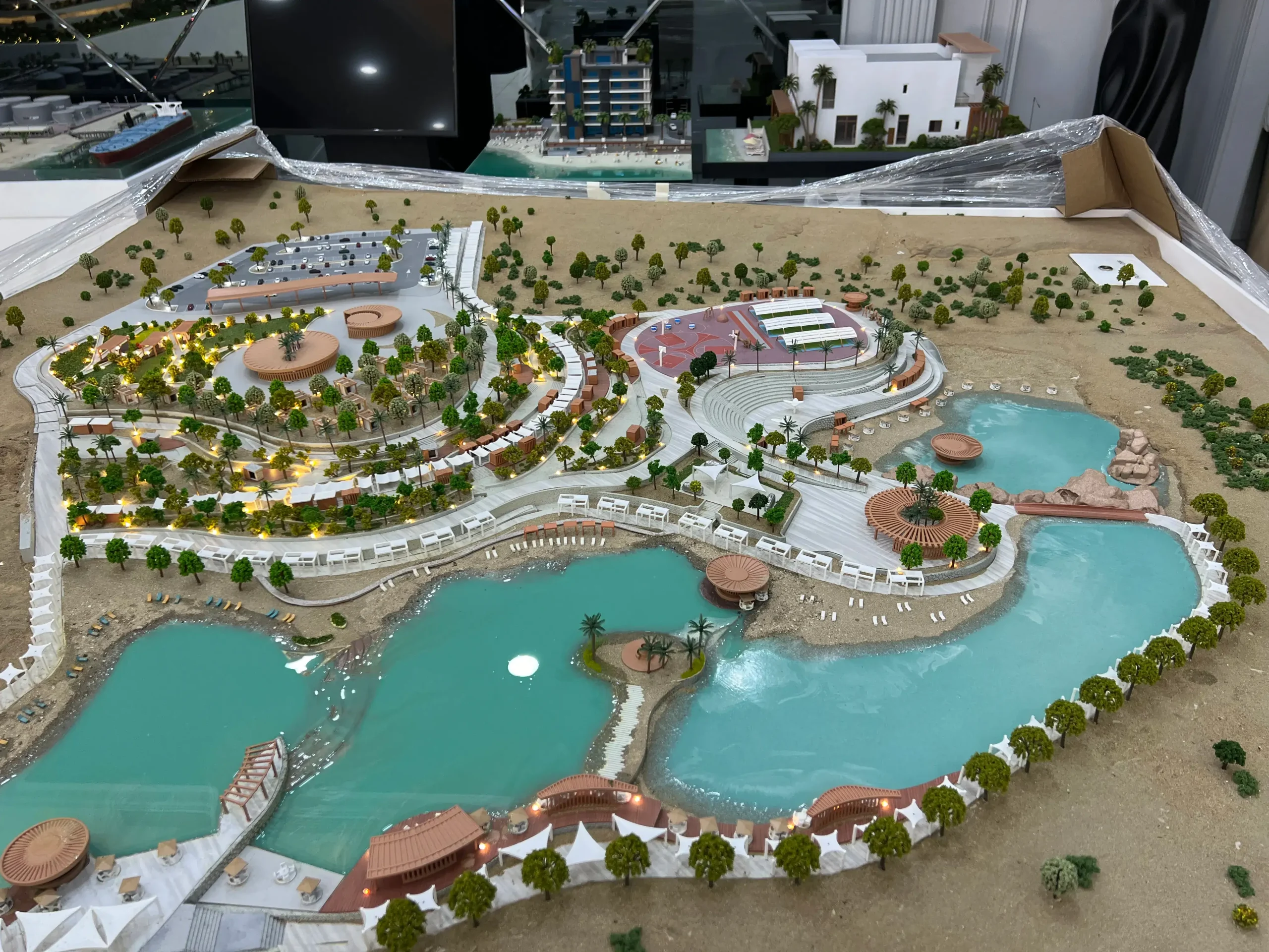 Water features in master plan model